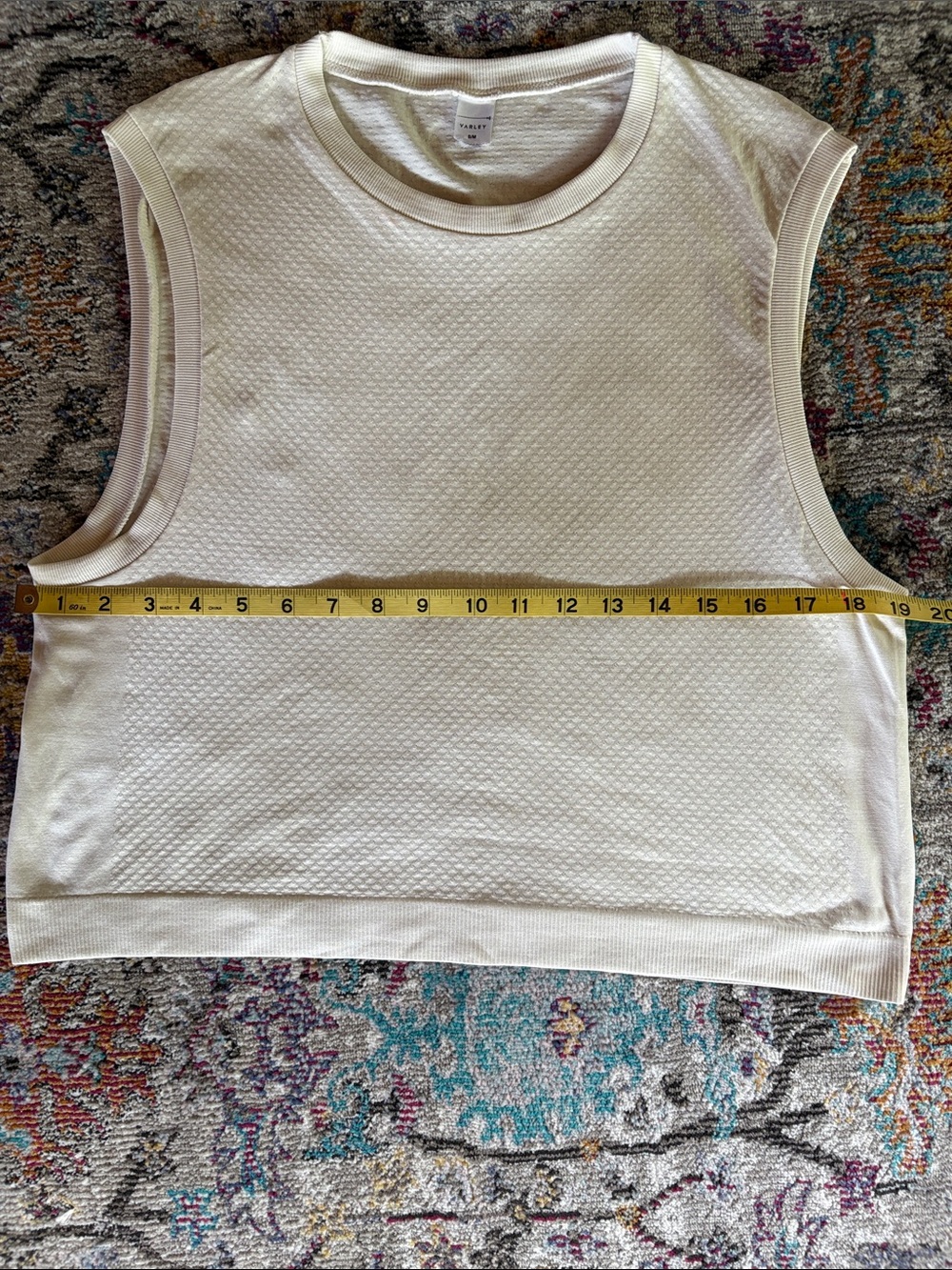 Varley sleeveless Cream Textured Crop Top - Picture 4 of 7